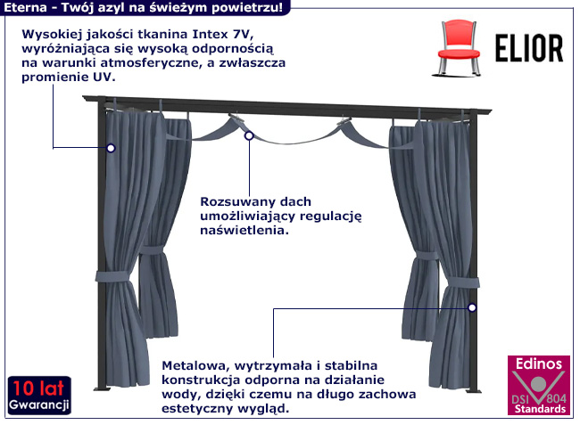 Altana ogrodowa z firankami Eterna w kolorze antracyt