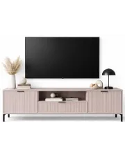 Beżowa szafka rtv z lamelami na nóżkach - Tardes 6X w sklepie Edinos.pl