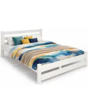 Białe podwójne łóżko drewniane ze stelażem 180x200 - Berti 3X w sklepie Edinos.pl