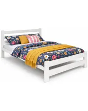 Białe sosnowe łóżko małżeńskie ze stelażem 140x200 - Berti 3X w sklepie Edinos.pl