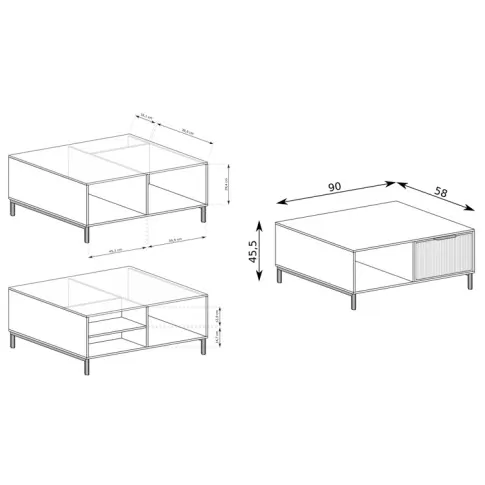 Wymiary ławy kawowej Indra 8X