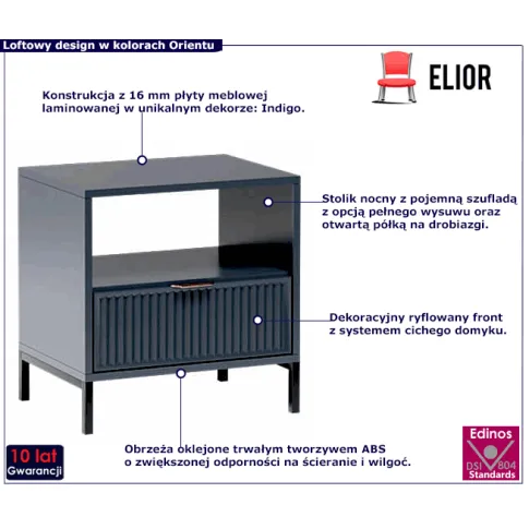 Szafka nocna w dekorze indigo Indra 9X
