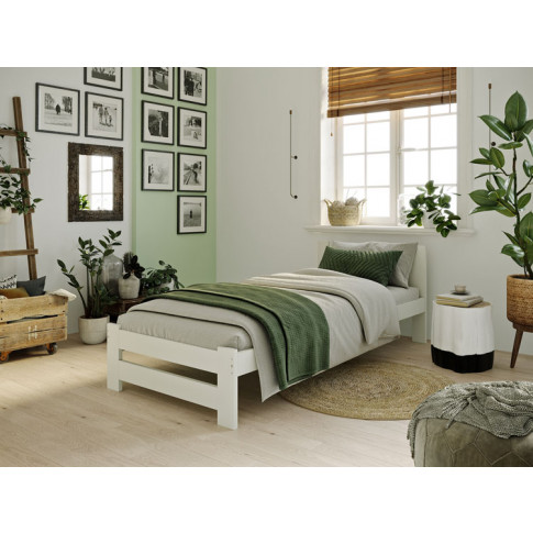 łóżko pojedyncze drewniane Zinos 3Xbiałe wizualizacja