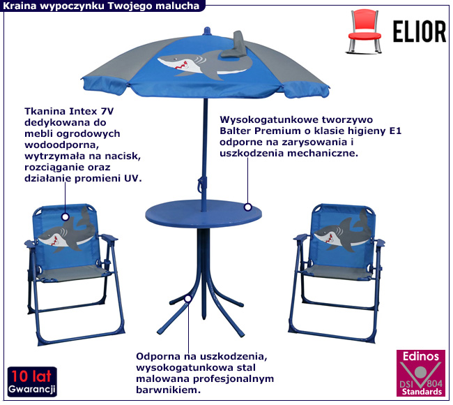 Niebieski zestaw mebli do ogrodu dla dzieci Nimrod