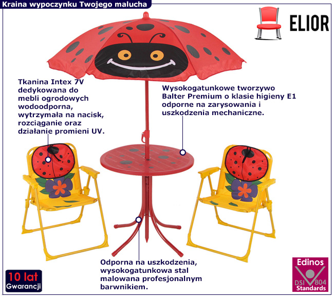 Czerwony zestaw mebli do ogrodu dla dzieci Nimrod
