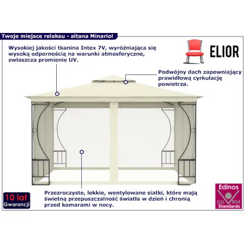 Altana ogrodowa z moskitierą Minario kolor kremowy