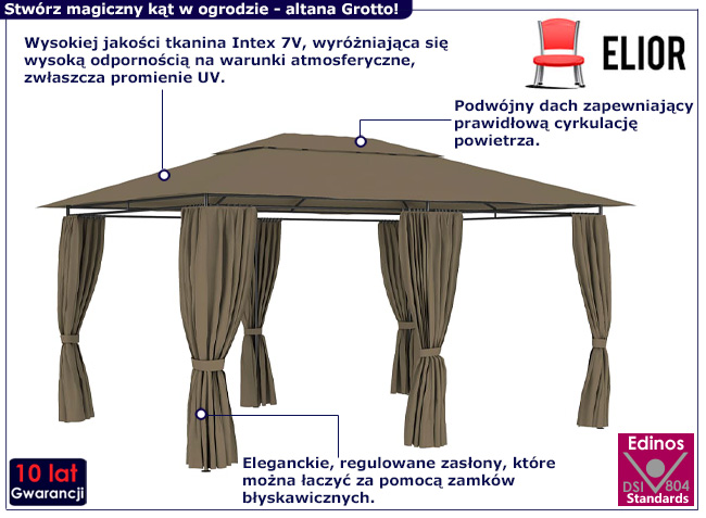 Altana ogrodowa Grottow kolorze taupe