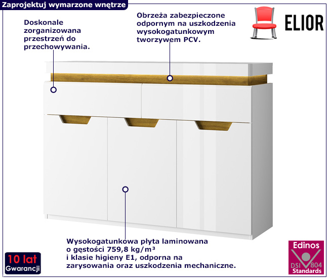 Biała nowoczesna komoda skandynawska Salamani 3X