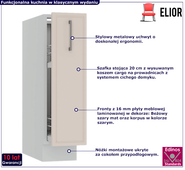 Dolna szafka kuchenna z koszem cargo Caroni 4X