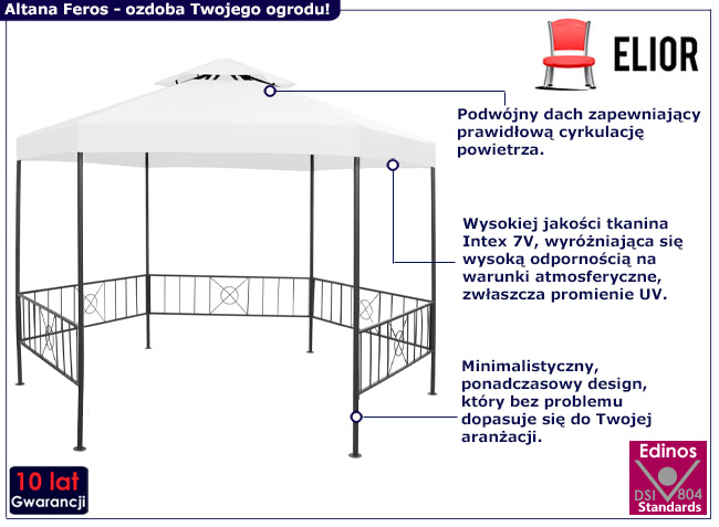 Altana ogrodowa Feros w kolorze białym