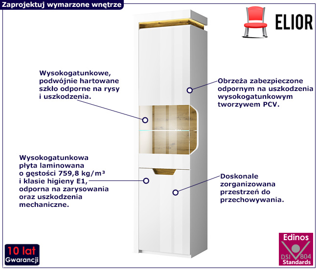 Biała witryna do salonu Rafosa 5X