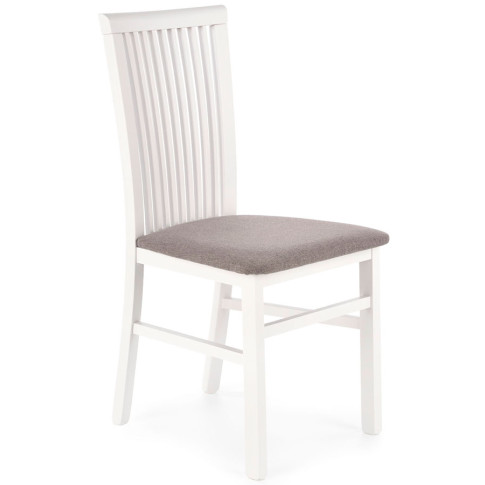 białe drewniane krzesło do klasycznej jadalni z tapicerowanym siedziskiem Mako 4X