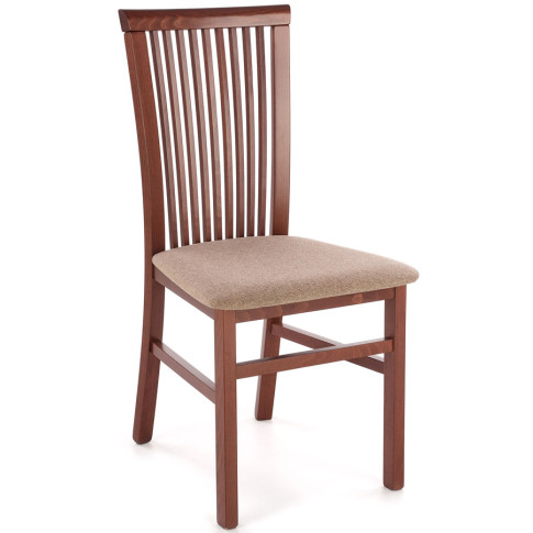 bukowe krzesło kuchenne tapicerowane lite drewno ciemny orzech Mako 4X