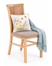 Klasyczne tapicerowane krzesło drewniane dąb artisan + jasny brąz - Kensa 4X w sklepie Edinos.pl