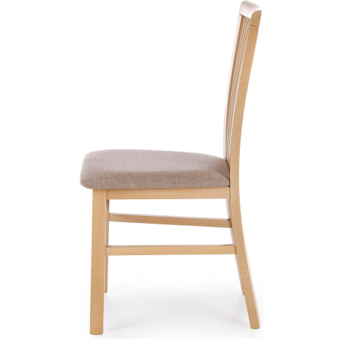 krzesło klasyczne drewniane z tapicerowanym siedziskiem i oparciem z pionowych listewek sonoma Mako 4X