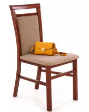 Klasyczne krzesło tapicerowane ciemny orzech + jasny brąz - Kensa 5X w sklepie Edinos.pl