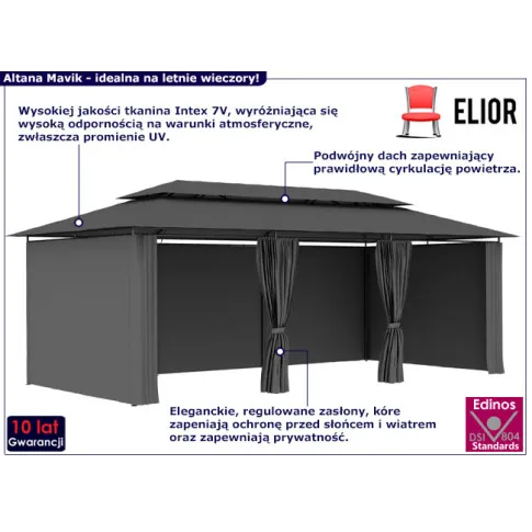Nowoczesna altana ogrodowa Mavik kolor antracyt