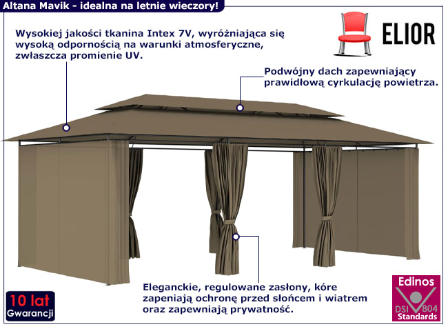 Altana ogrodowa Mavik w kolorze taupe