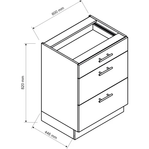 Wymiary dolnej szafki z szufladami 60cm Staford 14X