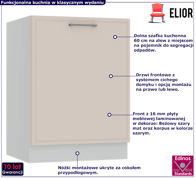 Dolna szafka kuchenna pod zlew 60 cm Caroni 15X