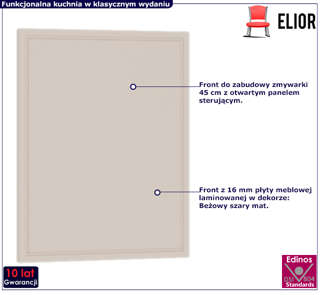 Front do zmywarki 45 cm z panelem odkrytym Caroni 21X