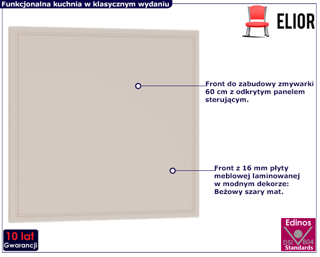 Front do zmywarki 60 cm z panelem odkrytym Caroni 23X