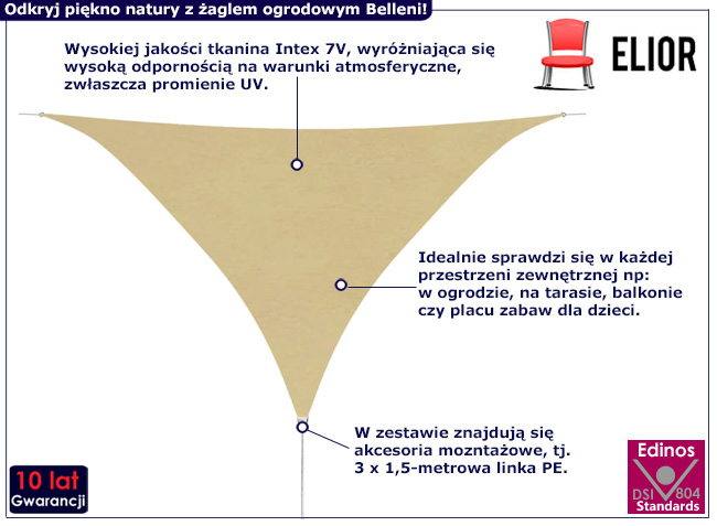 Żagiel ogrodowy Belleni kolor beżowy