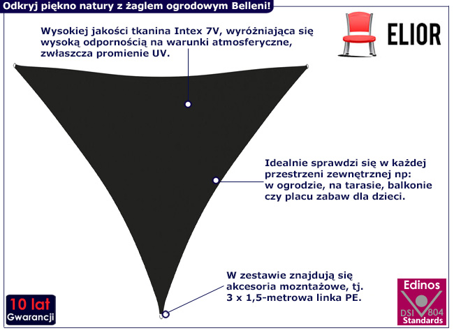 Żagiel ogrodowy Norea kolor czarny