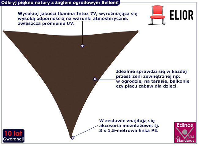 Żagiel ogrodowy Norea kolor brązowy