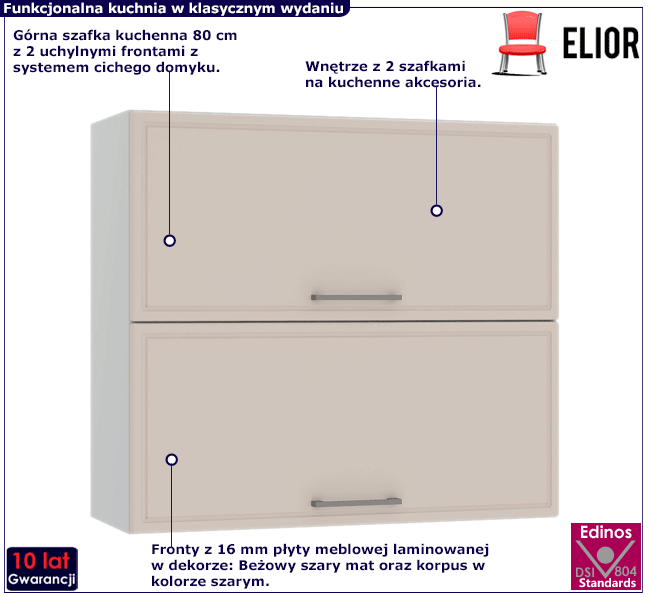 Górna szafka kuchenna z uchylnymi frontami Caroni 33X