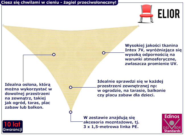 Żagiel ogrodowy Pola kolor beżowy