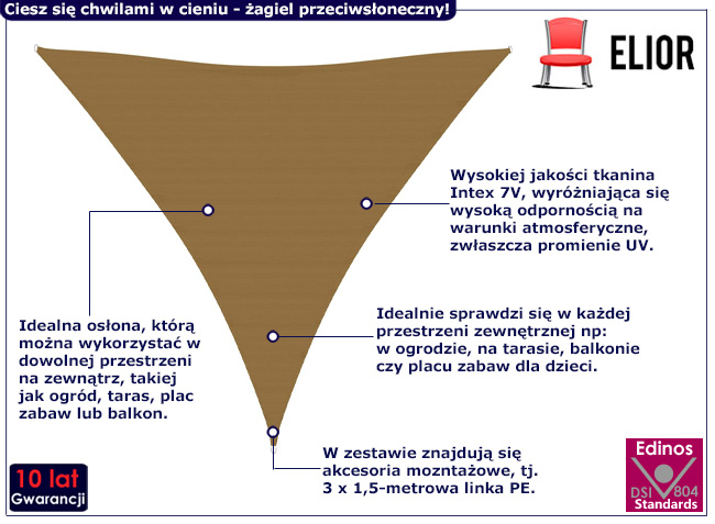 Żagiel ogrodowy Pola kolor taupe