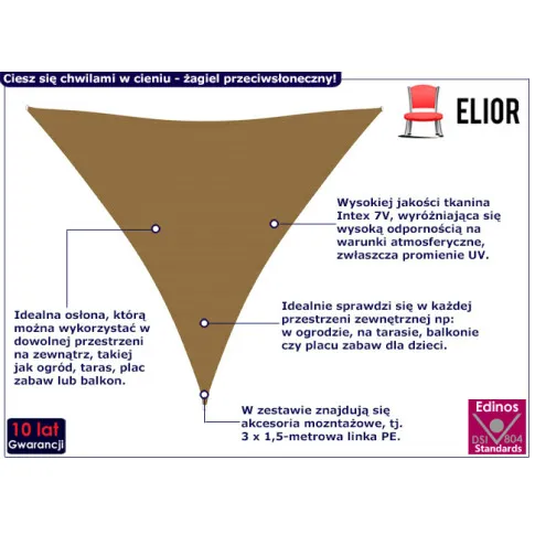 Trójkątny żagiel ogrodowy Satus kolor taupe