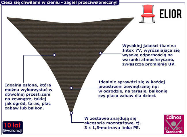 Żagiel ogrodowy Satus kolor brązowy