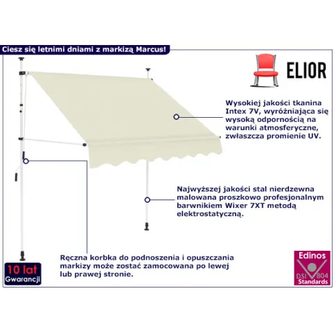 Klasyczna markiza ogrodowa Marcus kolor kremowy