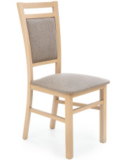 Klasyczne drewniane krzesło tapicerowane dąb sonoma - Maso w sklepie Edinos.pl