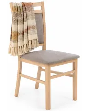 Klasyczne drewniane krzesło tapicerowane dąb sonoma - Wemio w sklepie Edinos.pl