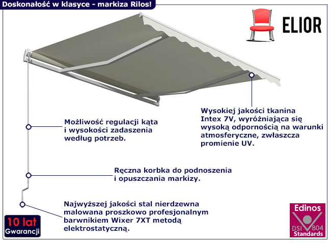 Markiza ręcznie zwijana Higres kolor kremowy