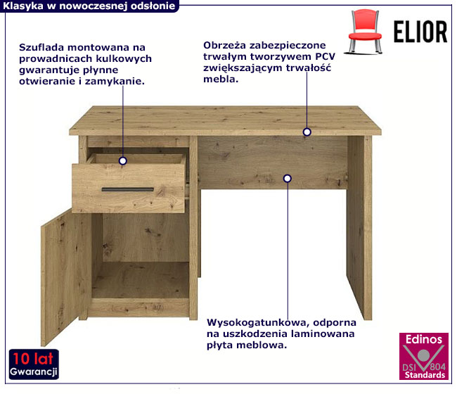 Biurko z szufladą dąb artisan Basani 6X