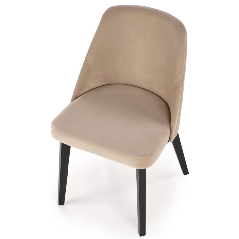 czarne krzesło nowoczesne tapicerowane beżowa tkanina Puvo 3X