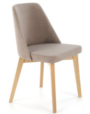 Beżowe kubełkowe krzesło tapicerowane - Puvo 4X w sklepie Edinos.pl