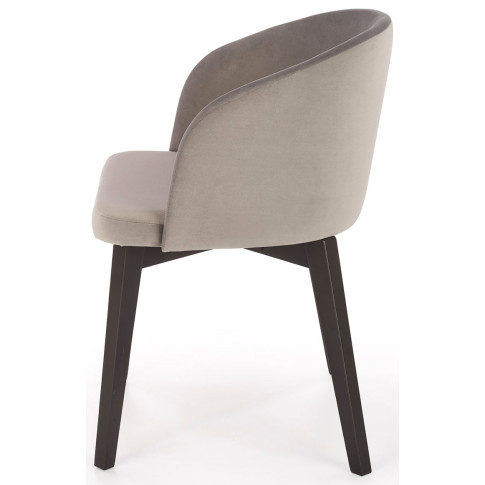 szare krzesło kubełkowe drewniane tapicerowane tkaniną Puvo 5X