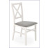 białe krzesło drewniane z szarym tapicerowanym siedziskiem Baxo 3X