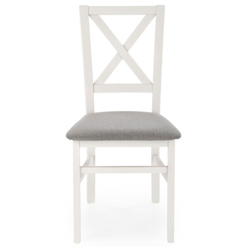 białe krzesło drewniane z tapicerowanym siedziskiem Baxo 3X