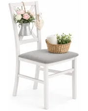 Białe krzesło tapicerowane krzyżak - Mertis 3X w sklepie Edinos.pl