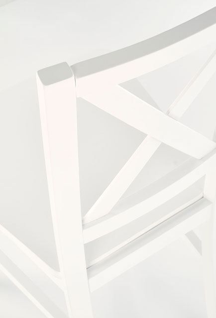 Tył drewnianego białego krzesła krzyżak Baxo 4X