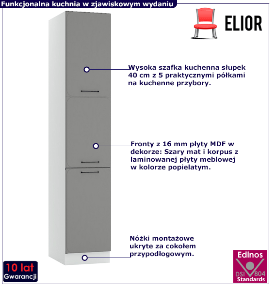 Wysoka szafka kuchenna 40 cm Lunari 9X