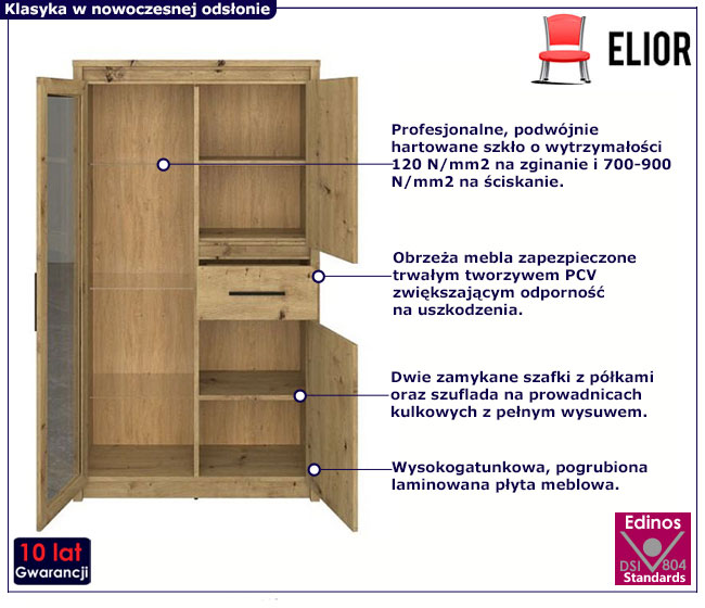 Przeszklona niska witryna do salonu Toreso 13X