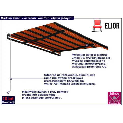 Markiza tarasowa automatyczna Swani czerwono czarne pasy
