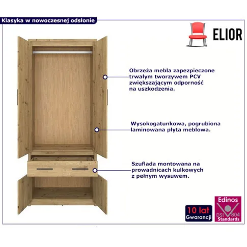 Szafa na ubrania z szuflada i drążkiem Basani 15X